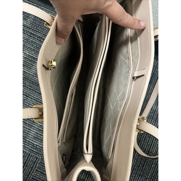 Michael Kors Women Jet Set Travel Tote Pink Saffiano Leather Shoulder Bag Purse - Picture 9 of 12